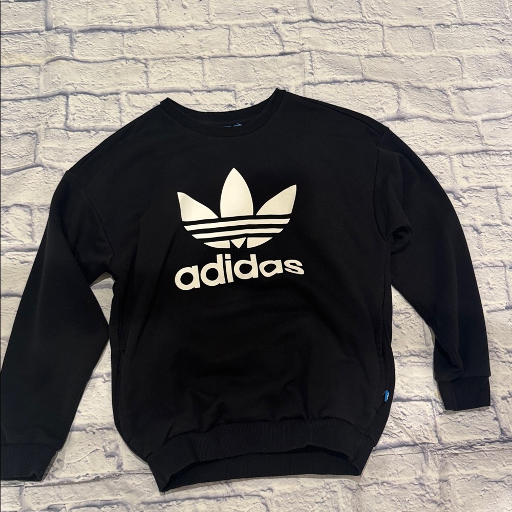 Adidas Black Pullover With Pockets Unisex Size Small